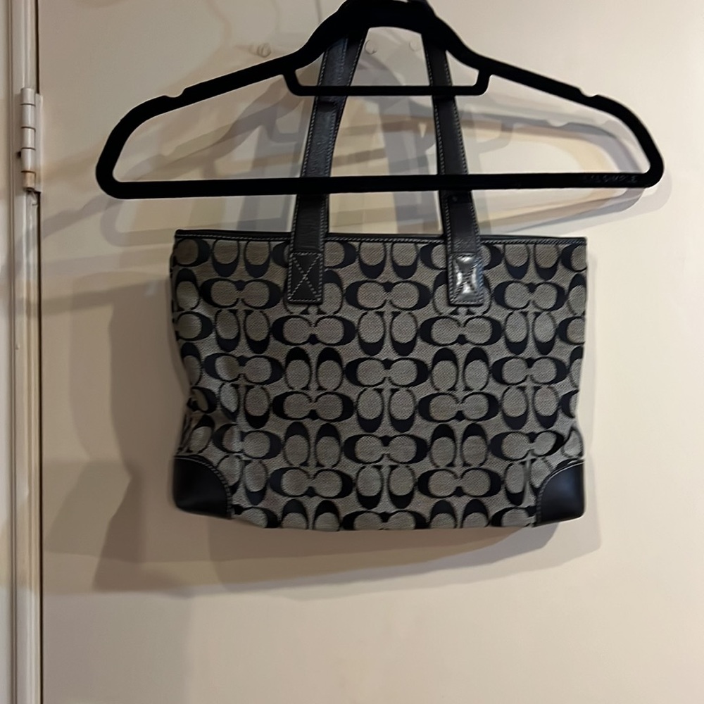 Coach purse black with canvas and leather - Picture 4 of 8
